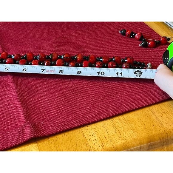 Vintage glasswork beaded handmade ladybug necklace with matching earrings set - Picture 6 of 9